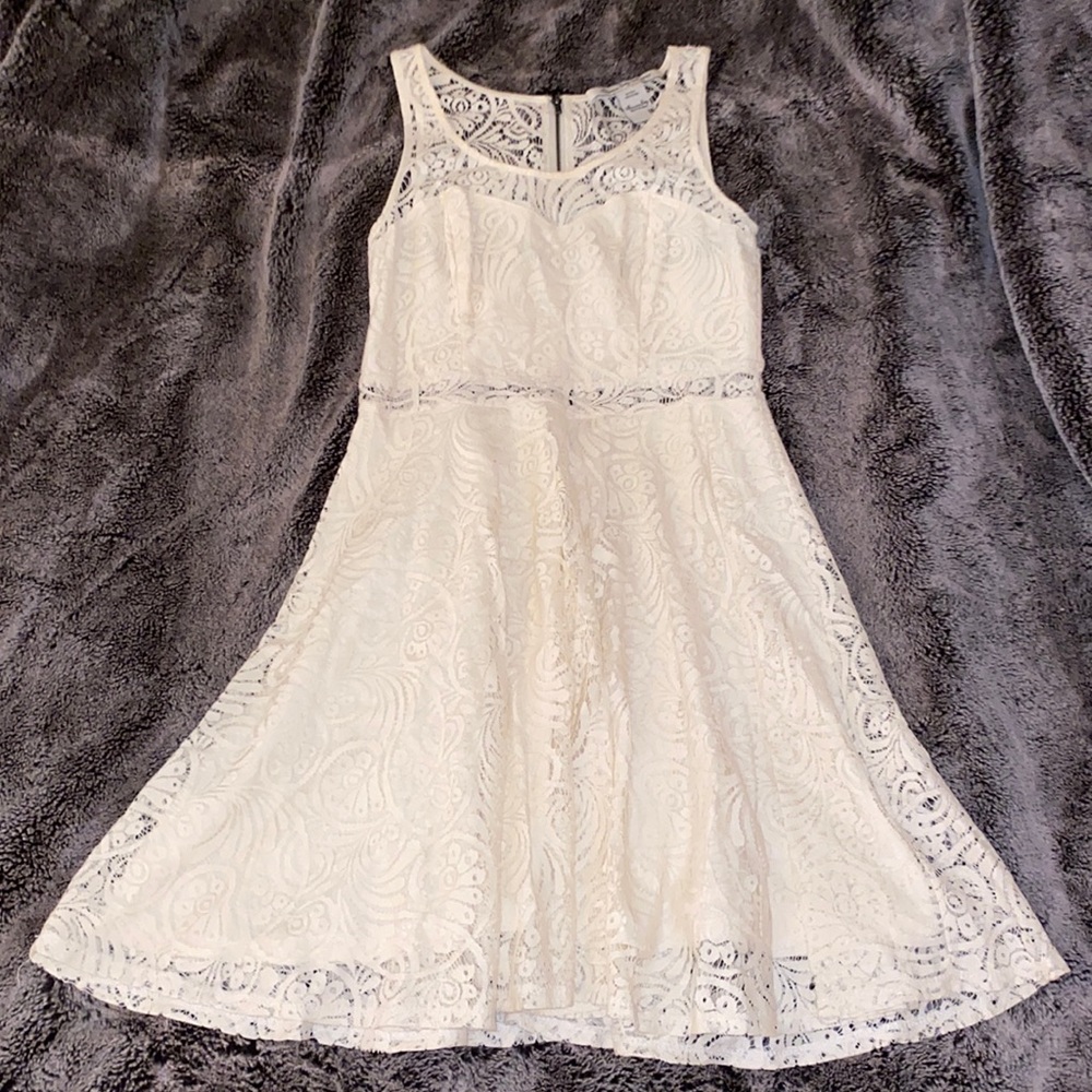 Cream lace mini dress
